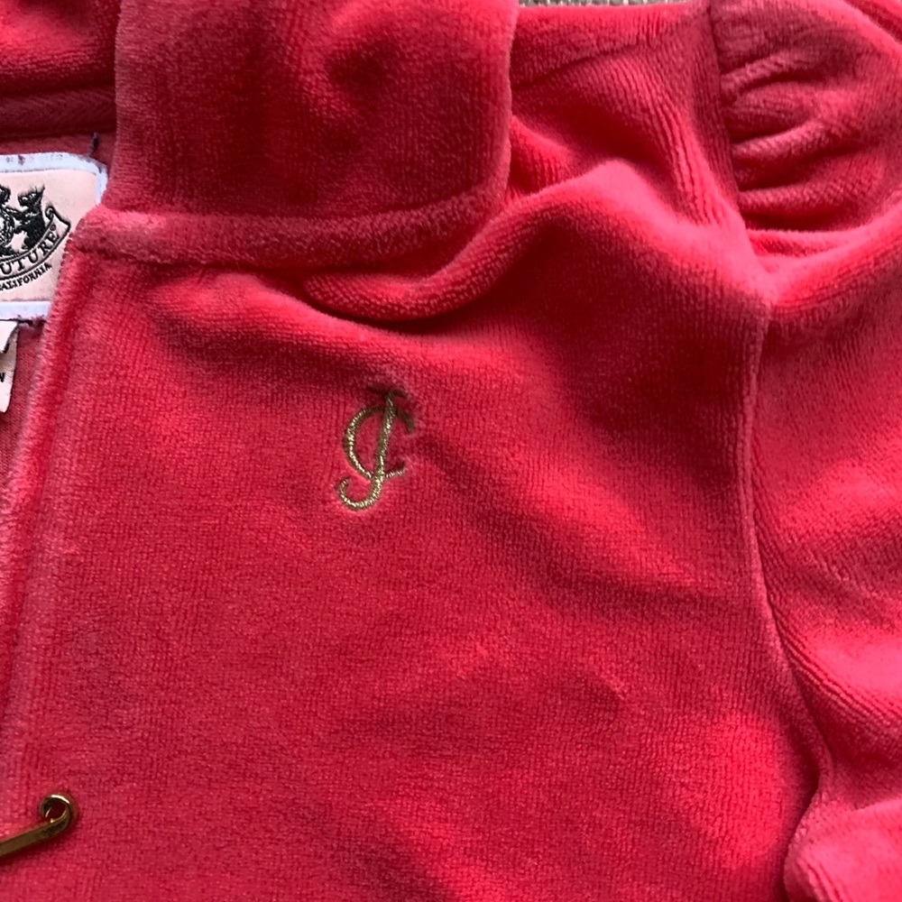 Y2K Barbiecore Juicy Couture Velour Hoodie with Ruffle Back Girls L - Picture 5 of 5